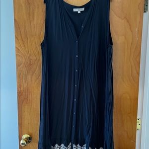 Black loft dress with cute white detail around hem